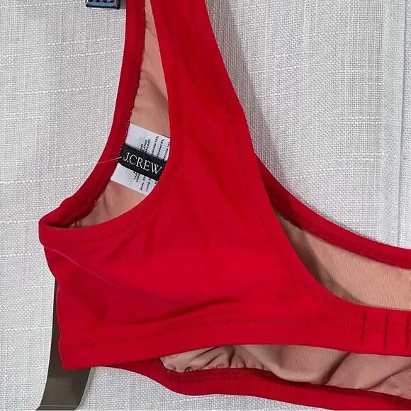 J Crew NWT Heritage Scoop Neck Bikini Top Red Sizes M & L - Picture 8 of 12